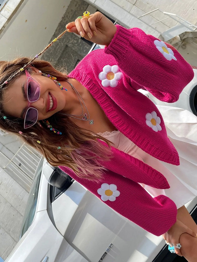 Cárdigan con Mangas Lanterna y Estampado Floral para Mujer | Ideal para Superposiciones Ligera