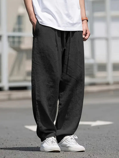 Pantalón Casual de Corte Amplio con Cintura Elástica y Bolsillos Profundos para Hombre | Ideal para Uso Diario