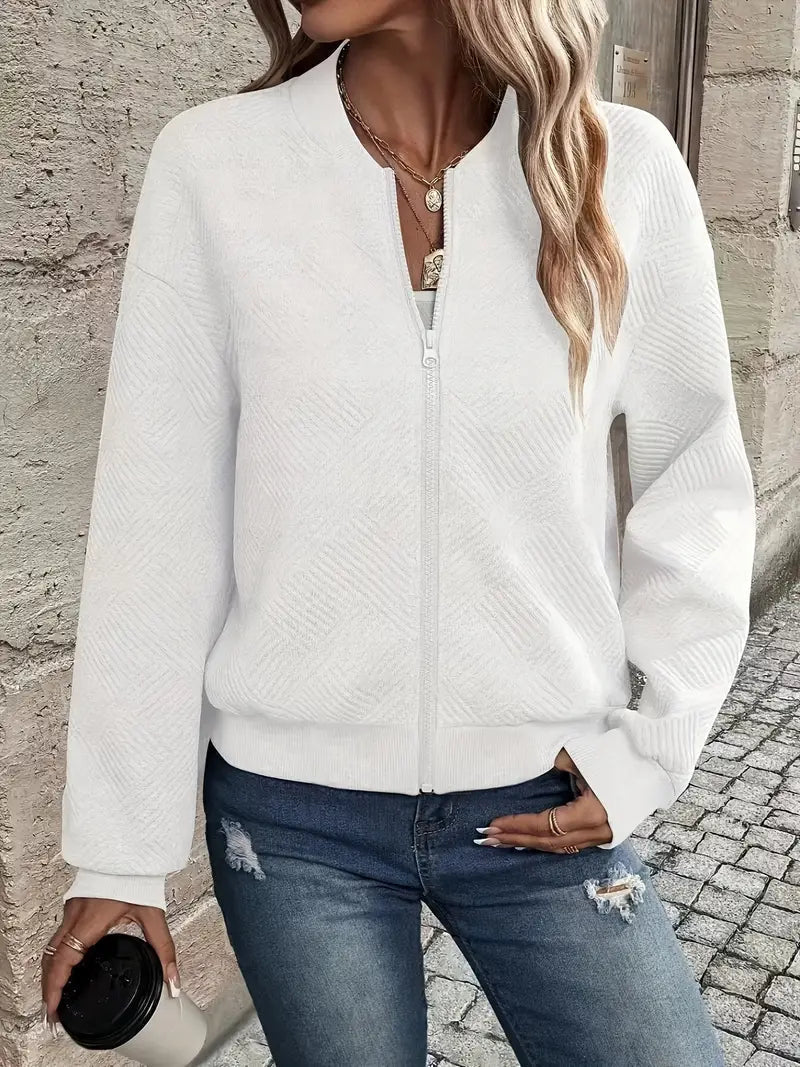 Chaqueta Con Cremallera Frontal Y Corte Holgado Para Mujer | Ideal Para Uso Diario O Entretiempo