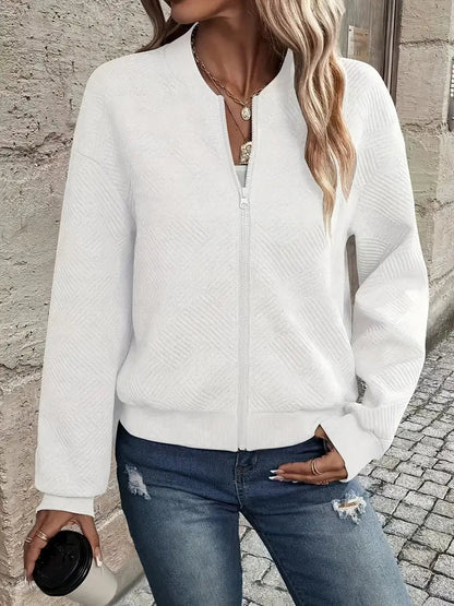 Chaqueta Con Cremallera Frontal Y Corte Holgado Para Mujer | Ideal Para Uso Diario O Entretiempo