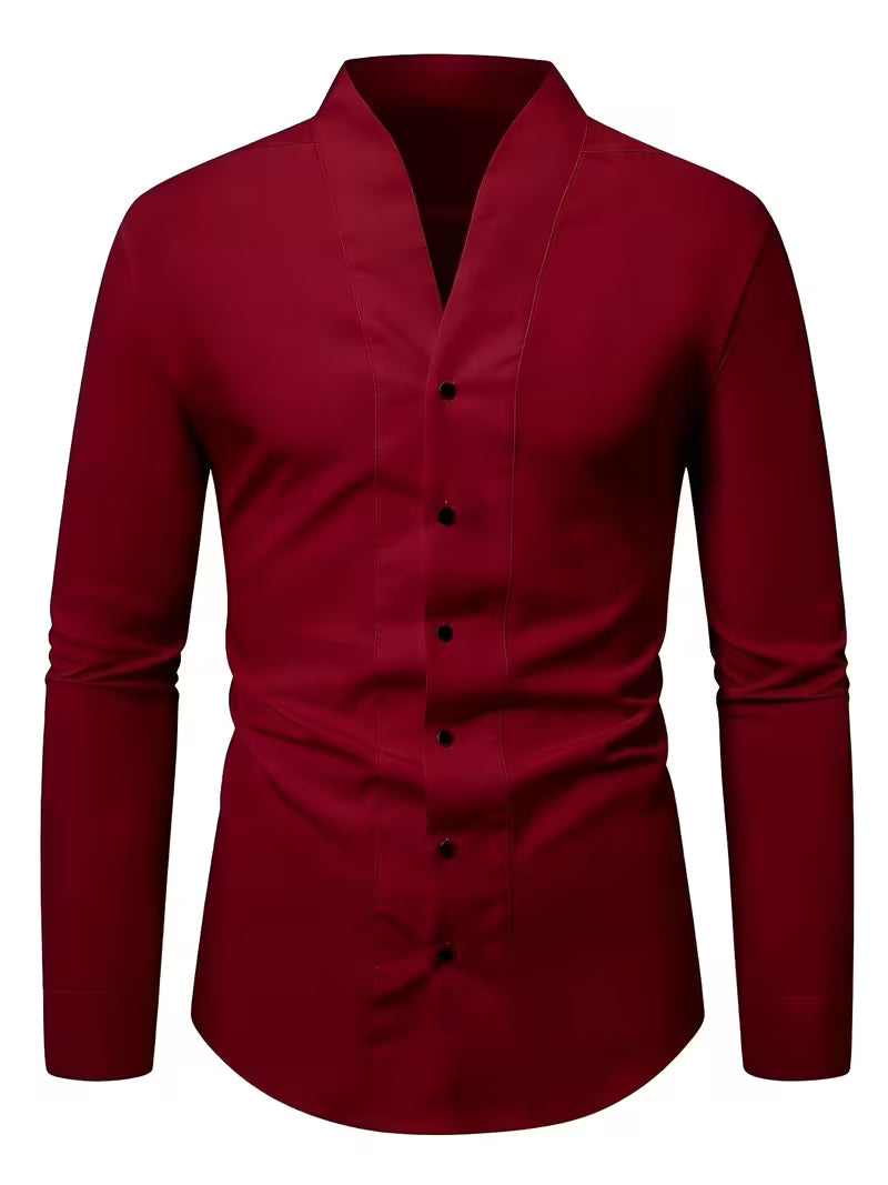 Camisa Con Cierre De Botones Y Corte Ajustado Para Hombre | Ideal Para Uso Diario Y Entornos Profesionales