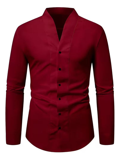 Camisa Con Cierre De Botones Y Corte Ajustado Para Hombre | Ideal Para Uso Diario Y Entornos Profesionales