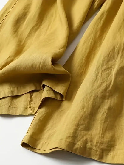 Pantalón De Corte Amplio Con Cintura Elástica Trasera Y Bolsillos Laterales Para Mujer | Ideal Para Uso Diario
