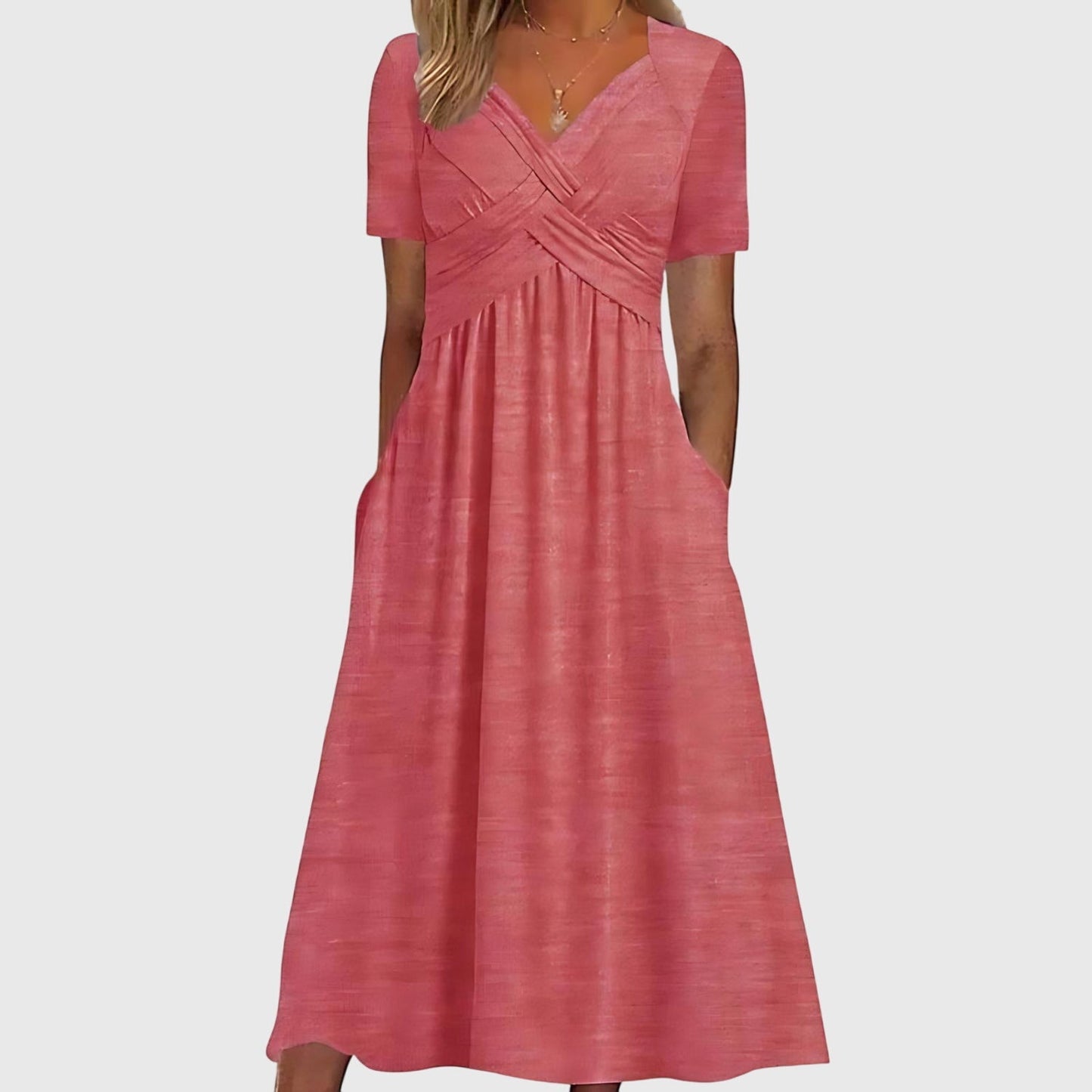 Vestido Midi Con Corte Fluido Y Escote En V Para Mujer | Ideal Para Días Cálidos Y Uso Diario
