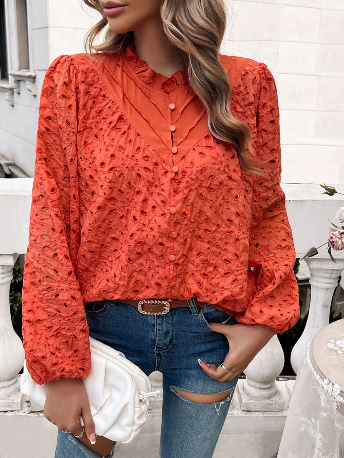 Blusa Con Cuello Redondo Y Volantes Para Mujer | Ideal Para Uso Diario U Ocasiones Formales