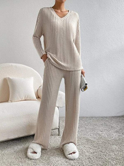 Conjunto de Top de Manga Larga y Pantalón de Corte Amplio para Mujer | Ideal para Uso Diario y Actividades Informales