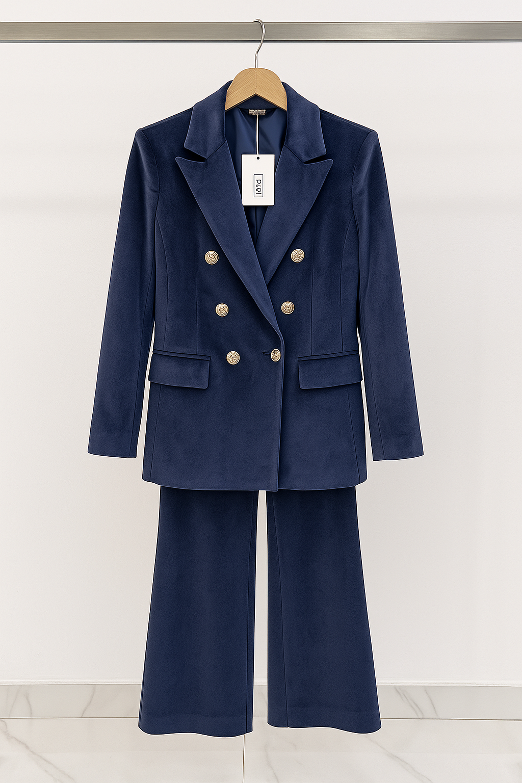 Conjunto de Dos Piezas con Blazer Cruzado y Pantalón Ajustado para Mujer | Ideal para Oficina u Ocasiones Formales