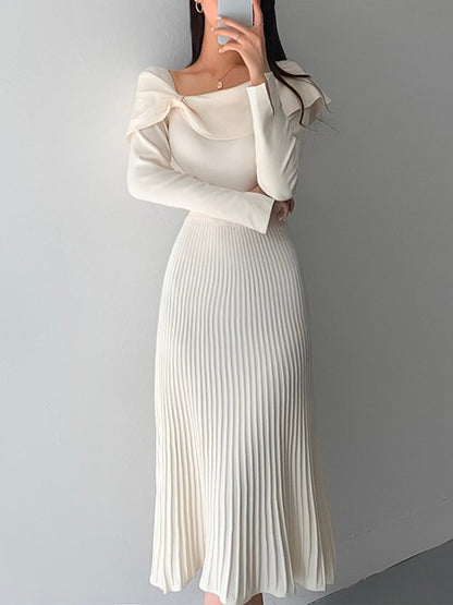 Vestido Midi Con Nudos En Hombros Y Falda Plisada Para Mujer | Ideal Para Eventos Formales Y Diferentes Ocasiones