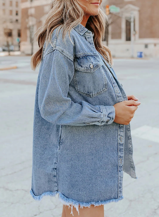 Chaqueta con Botones y Corte Holgado para Mujer | Ideal para Uso Diario
