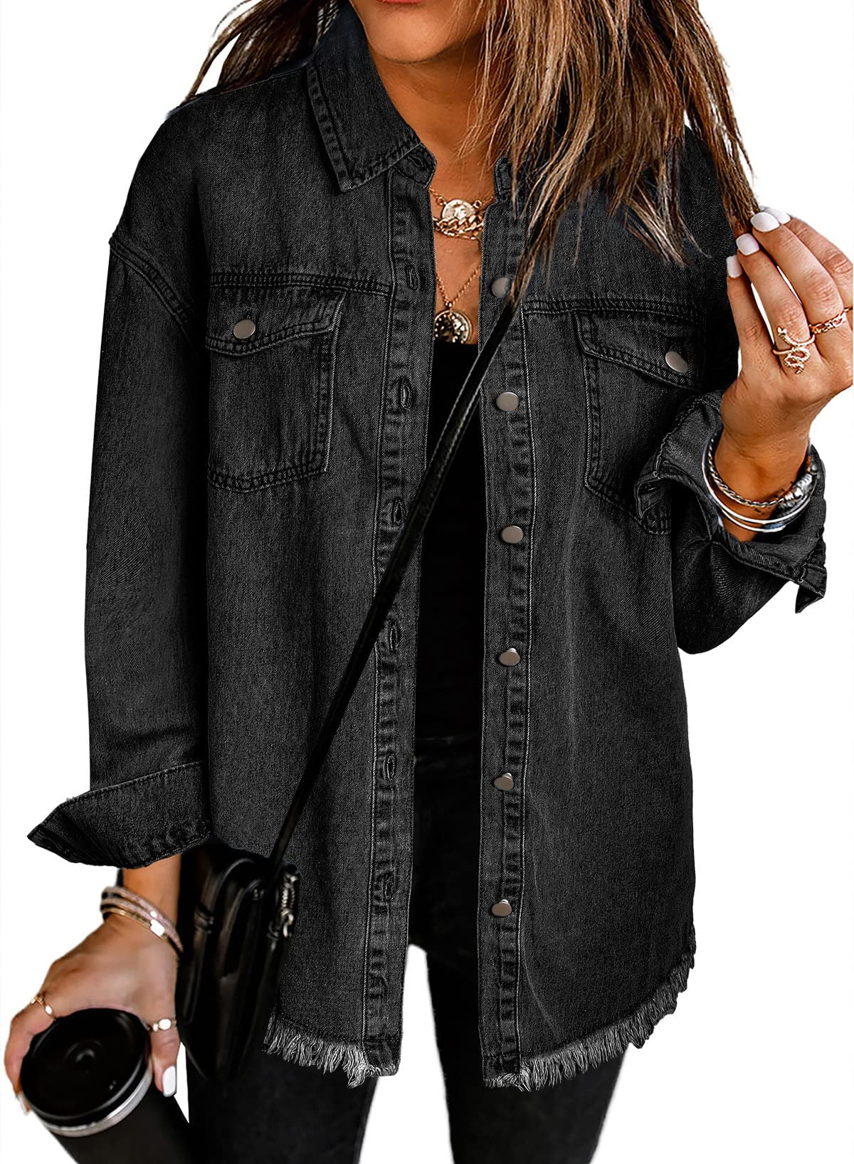 Chaqueta con Botones y Corte Holgado para Mujer | Ideal para Uso Diario