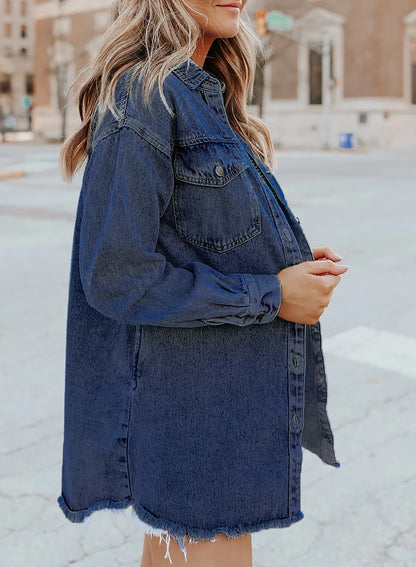 Chaqueta con Botones y Corte Holgado para Mujer | Ideal para Uso Diario