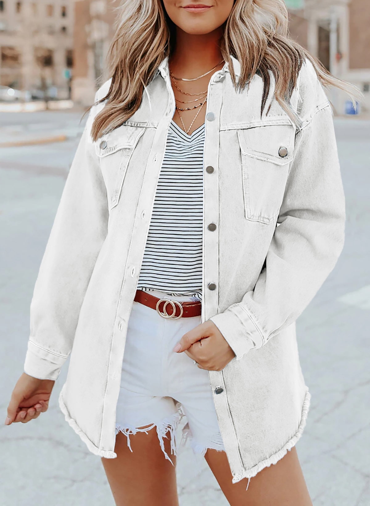 Chaqueta con Botones y Corte Holgado para Mujer | Ideal para Uso Diario