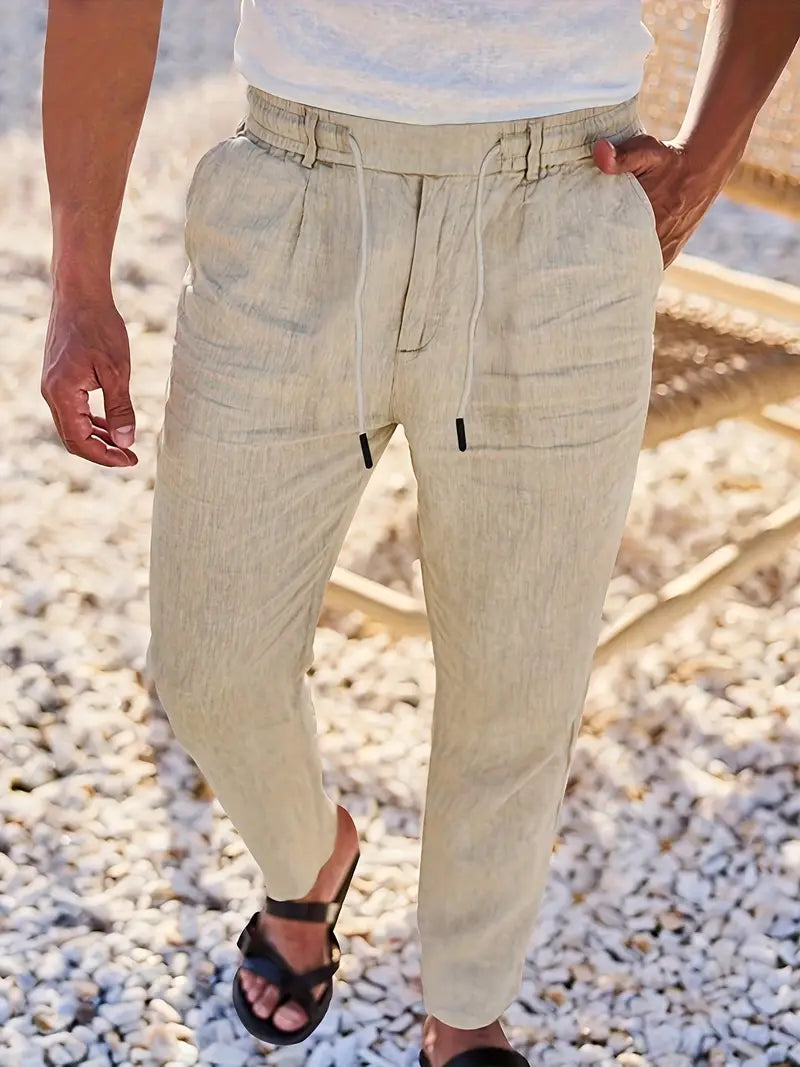 Pantalón Casual de Corte Amplio con Cintura Elástica y Cordón para Hombre | Ideal para Uso Diario