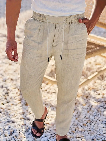 Pantalón Casual de Corte Amplio con Cintura Elástica y Cordón para Hombre | Ideal para Uso Diario