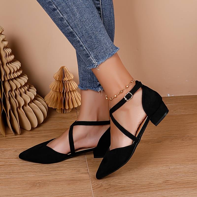 Zapatos De Punta Con Correa Y Suela Plana Para Mujer | Ideales Para Uso Diario Y Contextos Formales