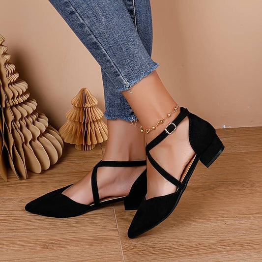 Zapatos De Punta Con Correa Y Suela Plana Para Mujer | Ideales Para Uso Diario Y Contextos Formales