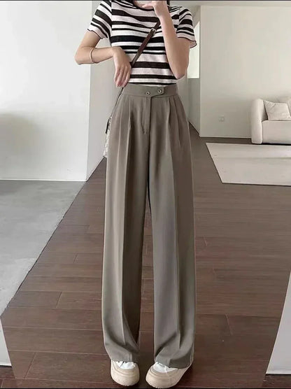 Pantalón de Talle Alto con Corte Amplio y Pliegues para Mujer | Ideal para Uso Diario