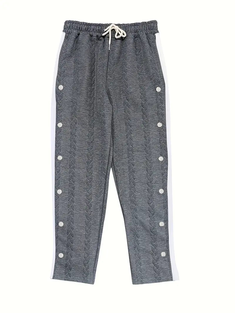 Pantalón de Corte Amplio con Botones Laterales y Cintura Elástica para Hombre | Ideal para Uso Diario