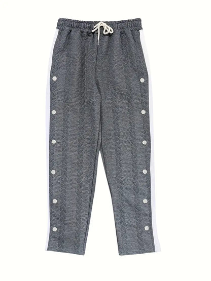 Pantalón de Corte Amplio con Botones Laterales y Cintura Elástica para Hombre | Ideal para Uso Diario