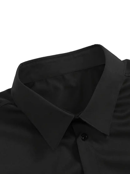 Camisa De Manga Larga Con Cierre De Botones Para Hombres | Ideal Para Uso Diario Y Ocasiones Formales