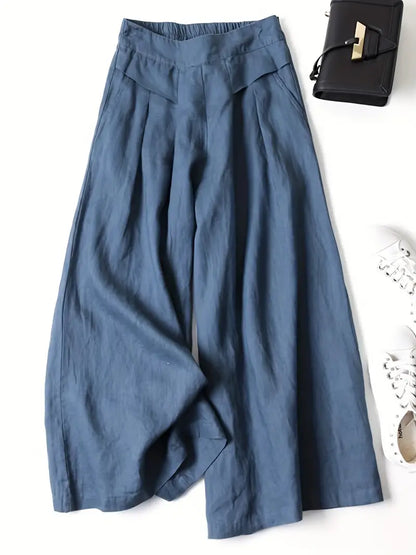 Pantalón De Corte Amplio Con Cintura Elástica Trasera Y Bolsillos Laterales Para Mujer | Ideal Para Uso Diario