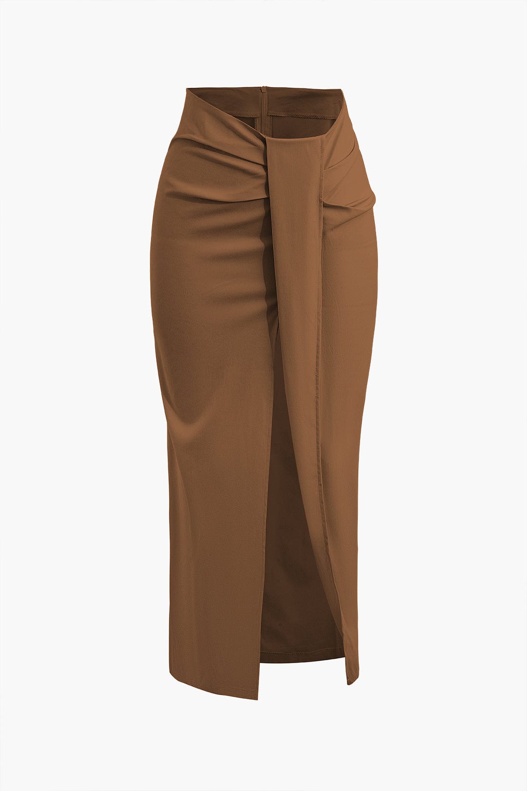 Falda Midi de Talle Alto con Drapé Frontal y Fenda Lateral para Mujer | Ideal para Uso Diario o Eventos Planificados