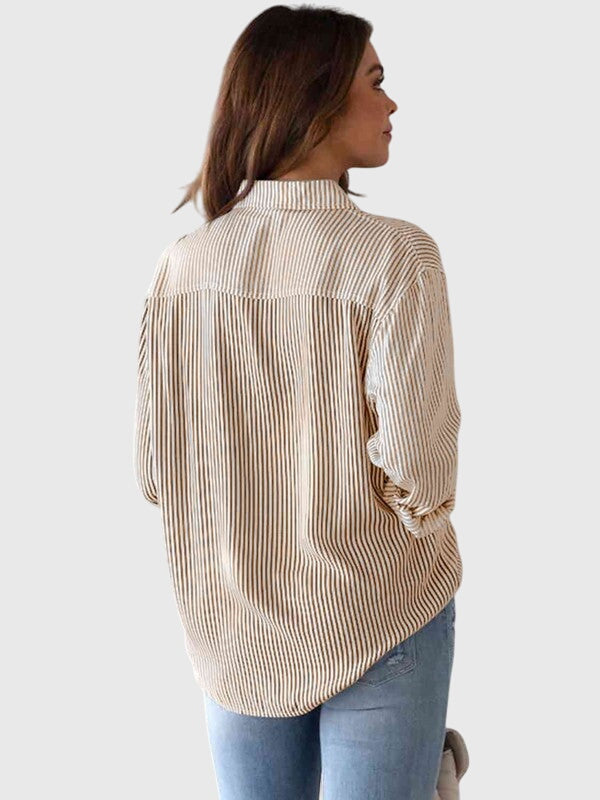 Camisa Con Cuello Estructurado Y Motivo A Rayas Para Hombre | Ideal Para Uso Profesional Y Diario
