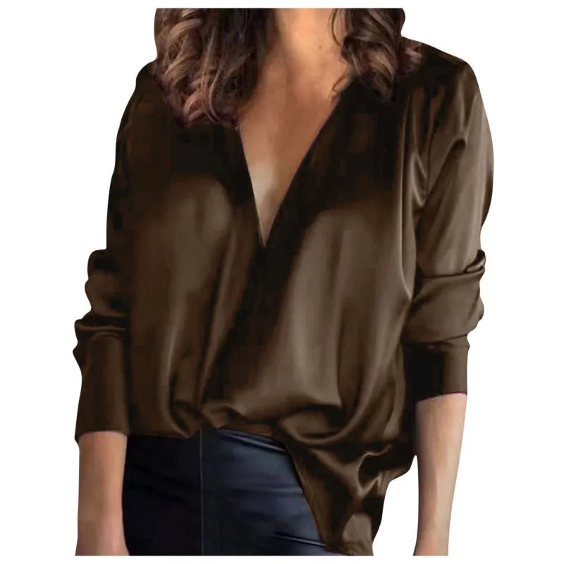Blusa Con Cuello En V y Mangas Ligeramente Acampanadas Para Mujer | Ideal Para Uso Diario y Entornos Profesionales