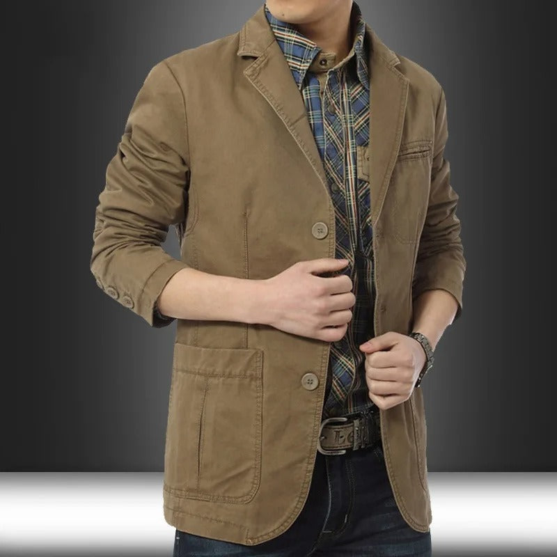 Blazer Ajustado Con Solapa Y Botones Para Hombre | Ideal Para Uso Diario Y Profesional
