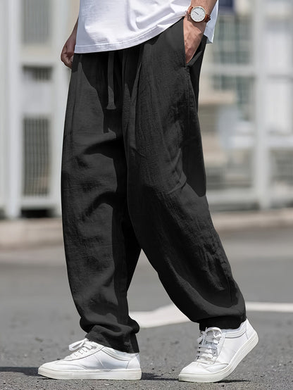 Pantalón Casual de Corte Amplio con Cintura Elástica y Bolsillos Profundos para Hombre | Ideal para Uso Diario