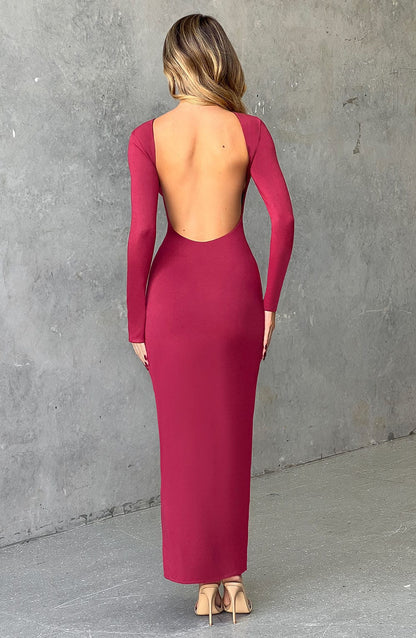 Vestido Largo con Escote Barco y Abertura Lateral para Mujer | Ideal para Eventos Formales o de Noche