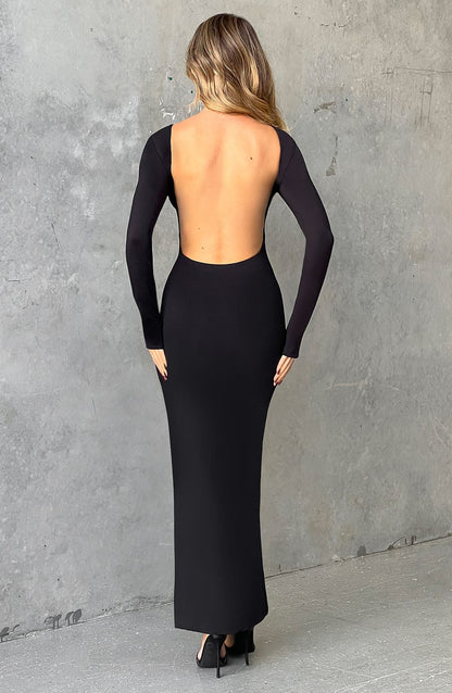 Vestido Ajustado con Fenda Alta y Escote Barco para Mujer | Ideal para Eventos Formales