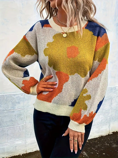 Jersey Con Motivo Floral Abstracto Y Corte Amplio Para Mujer | Ideal Para Uso Diario Y Actividades Creativas