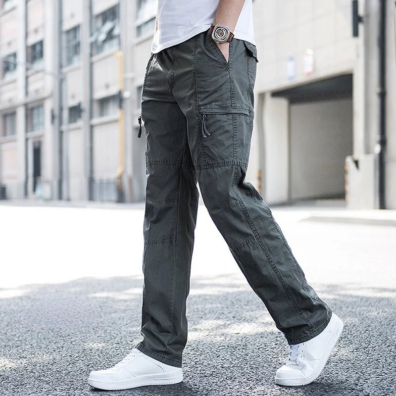 Pantalón De Corte Recto Con Bolsillos Múltiples Para Hombre | Ideal Para Uso Diario