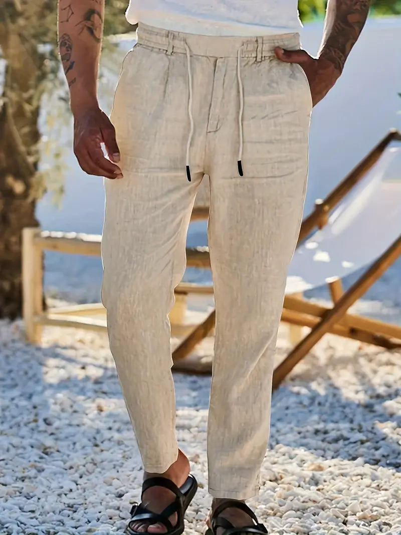 Pantalón Casual de Corte Amplio con Cintura Elástica y Cordón para Hombre | Ideal para Uso Diario