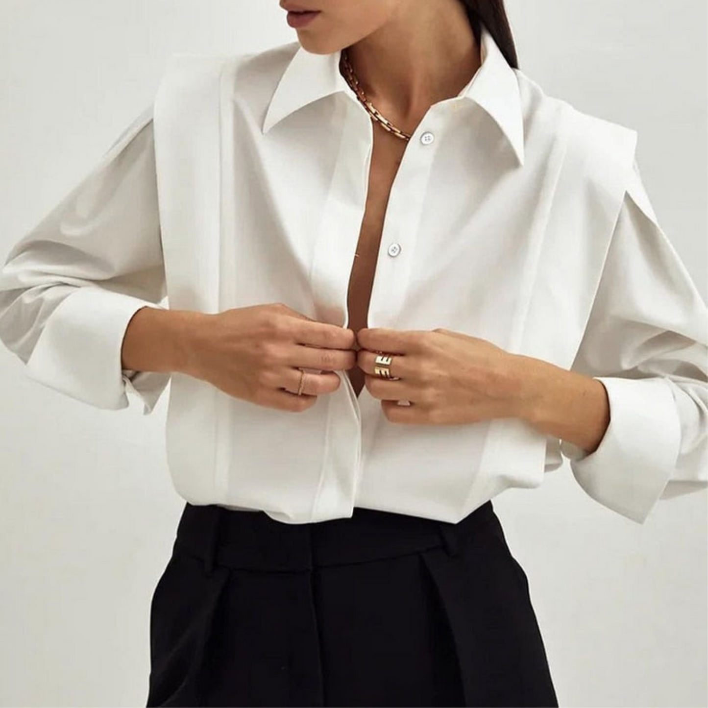 Blusa Con Cierre Abotonado Y Cuello Estructurado Para Mujer | Ideal Para Uso Profesional Y Diario