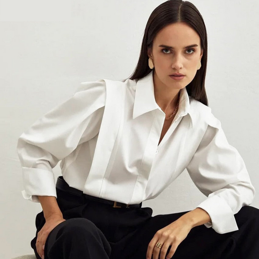 Blusa Con Cierre Abotonado Y Cuello Estructurado Para Mujer | Ideal Para Uso Profesional Y Diario