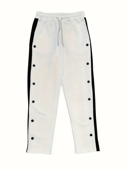 Pantalón de Corte Amplio con Botones Laterales y Cintura Elástica para Hombre | Ideal para Uso Diario