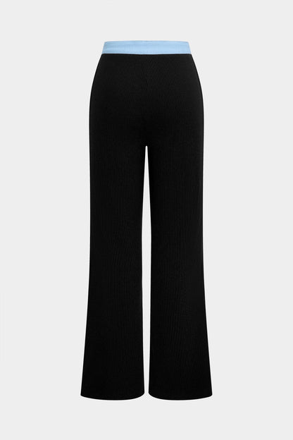 Conjunto De Dos Piezas con Camisa Ajustada y Pantalón De Pierna Ancha para Mujer | Ideal para Uso Diario y Entornos Formales