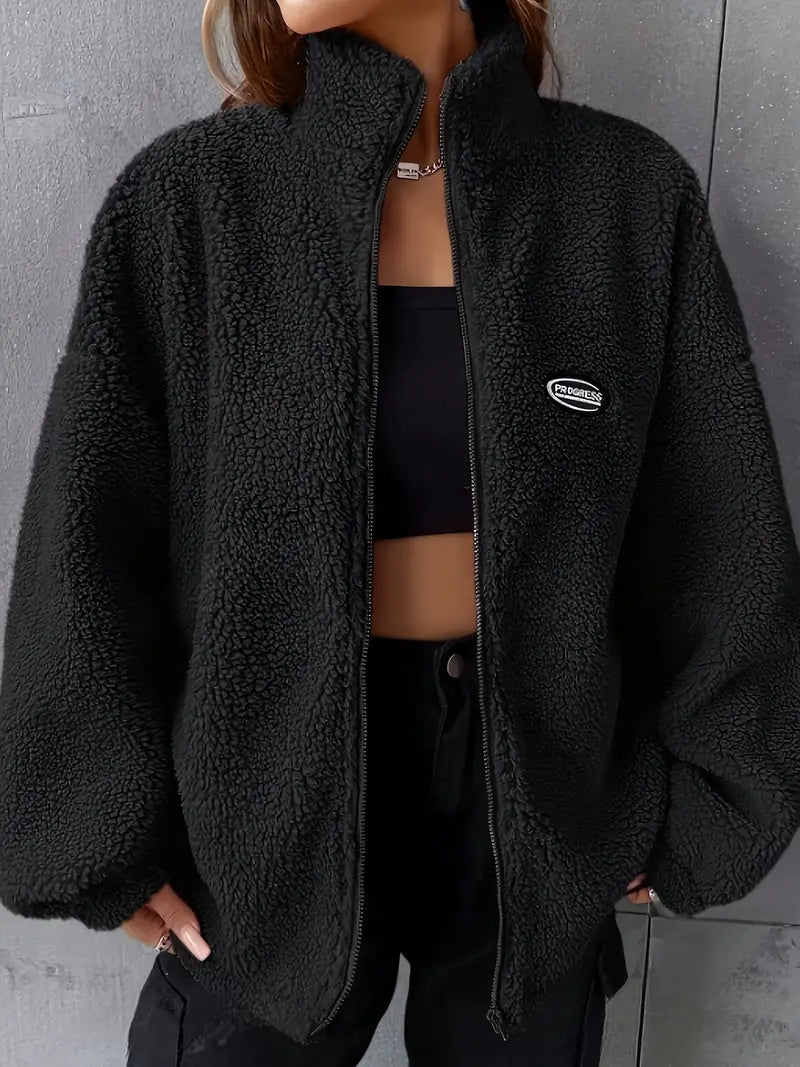 Chaqueta con Cremallera y Corte Holgado para Mujer | Ideal para Otoño E Invierno