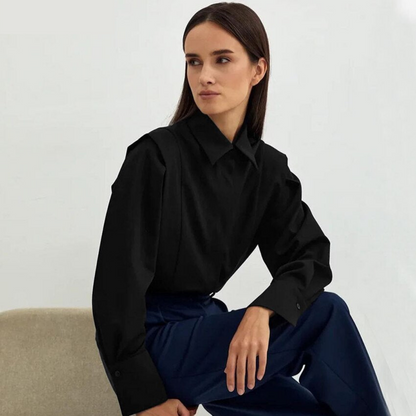 Blusa Con Cierre Abotonado Y Cuello Estructurado Para Mujer | Ideal Para Uso Profesional Y Diario