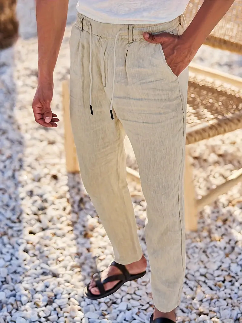Pantalón Casual de Corte Amplio con Cintura Elástica y Cordón para Hombre | Ideal para Uso Diario