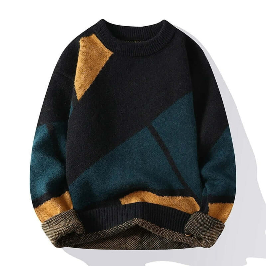Jersey de Punto de Manga Larga con Motivo Geométrico para Hombre | Ideal para Uso Diario