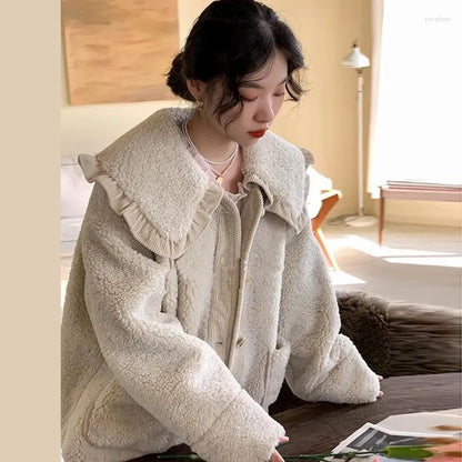 Abrigo De Invierno Con Cuello Decorativo Y Corte Suelto Para Mujer | Ideal Para Invierno