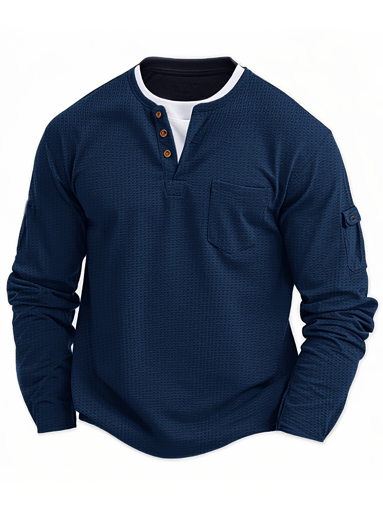 Polo De Manga Larga Con Apertura De Botones Y Bolsillos Para Hombre | Ideal Para Uso Diario