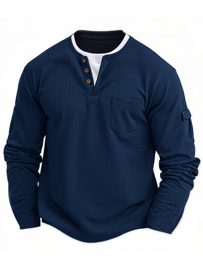 Polo De Manga Larga Con Apertura De Botones Y Bolsillos Para Hombre | Ideal Para Uso Diario