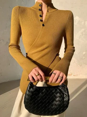 Jersey Con Diseño Asimétrico Y Botones Frontales Para Mujer | Ideal Para Uso Diario Y Entornos De Oficina