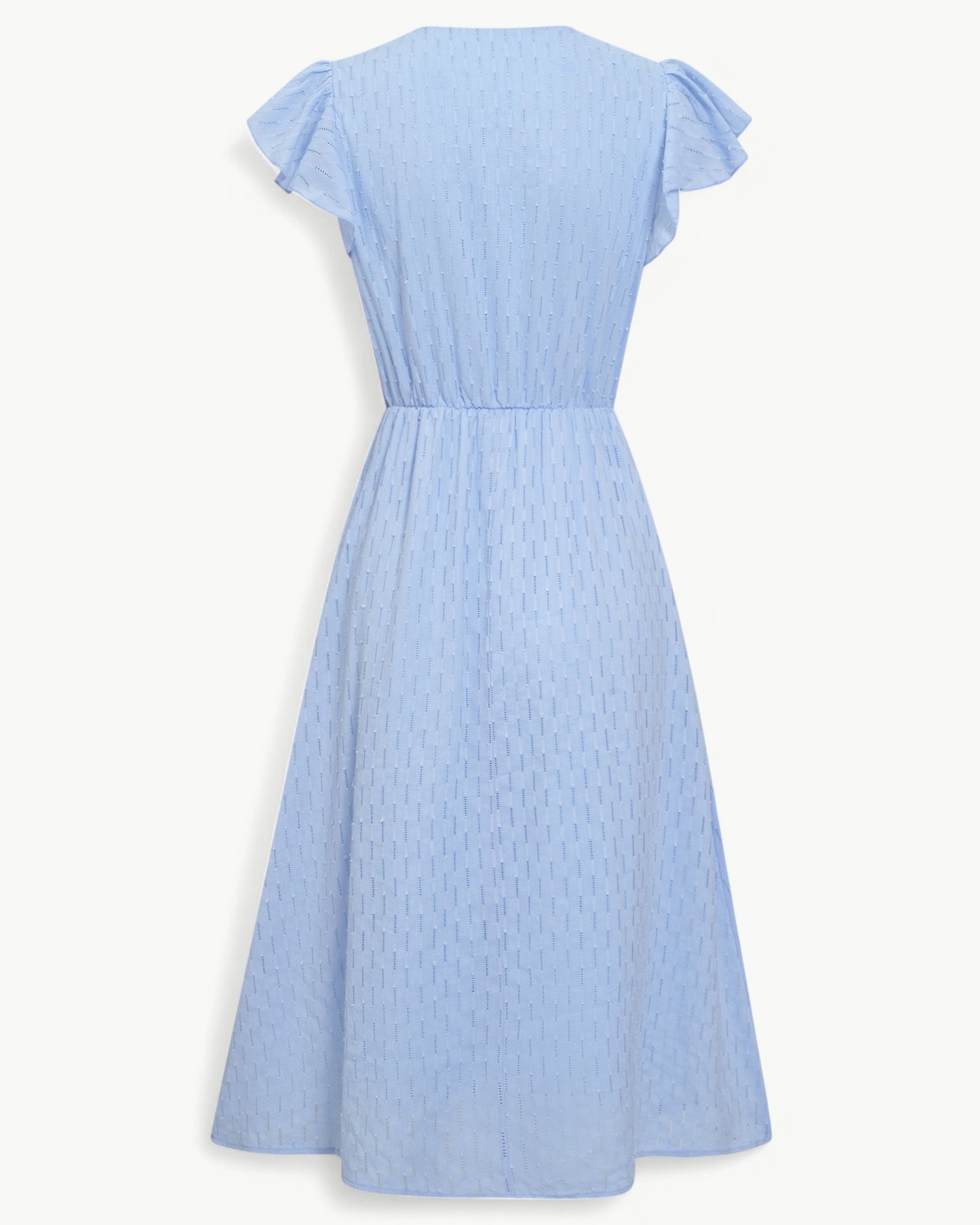 Vestido Midi Con Mangas Con Volantes Y Botones Frontales Para Mujer | Ideal Para Uso Diario Y Ocasiones Informales