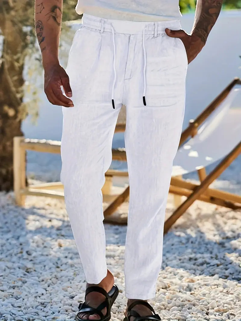 Pantalón Casual de Corte Amplio con Cintura Elástica y Cordón para Hombre | Ideal para Uso Diario