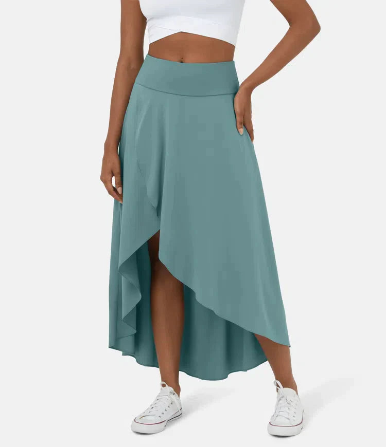 Falda Midi De Talle Alto Con Bajo Fruncido Para Mujer | Ideal Para Uso Diario